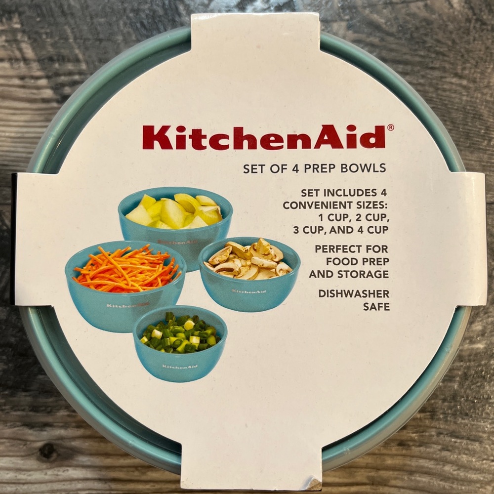 Kitchenaid sky blue aqua set of 4 prep bowls with lids new